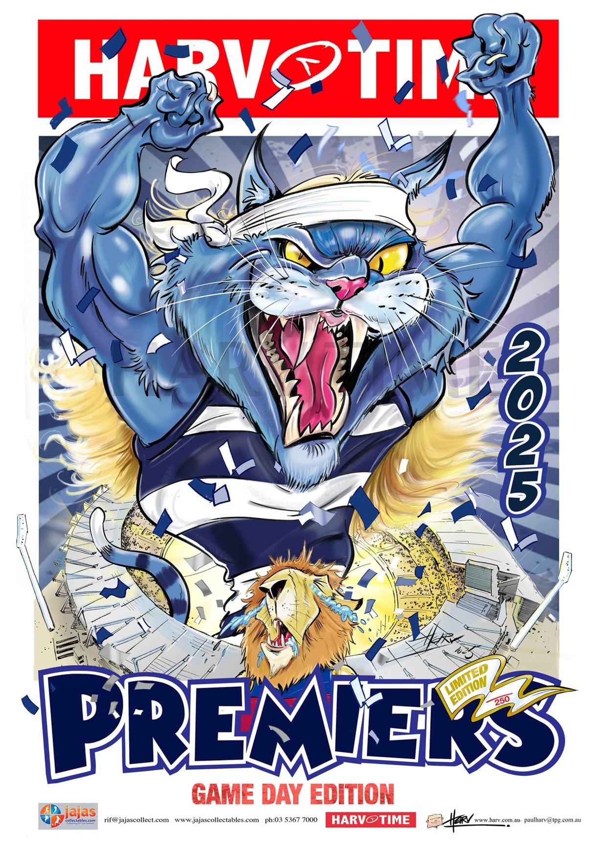Geelong Cats 2025 Premiership Poster, GAME DAY, Harv Time