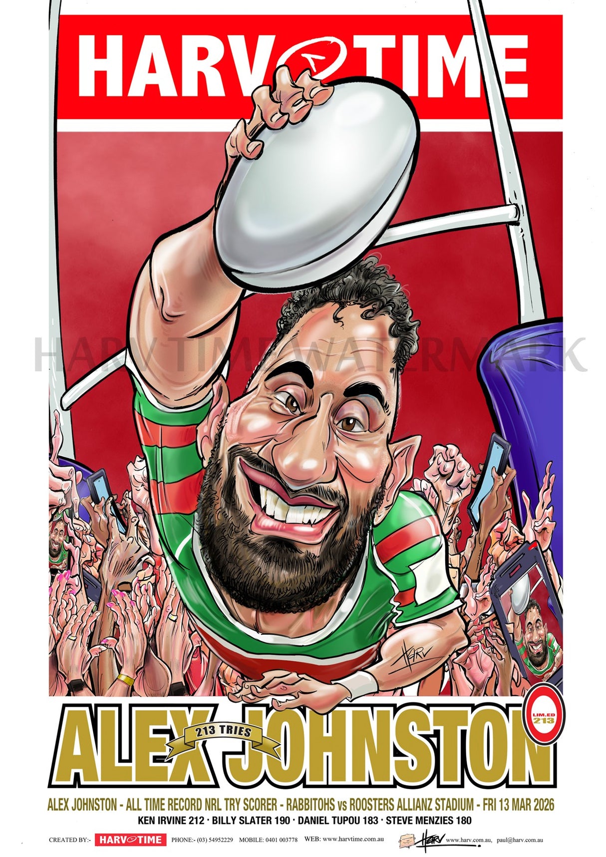 Alex Johnston, 213 Record Breaker, Harv Time Poster EXCLUSIVE