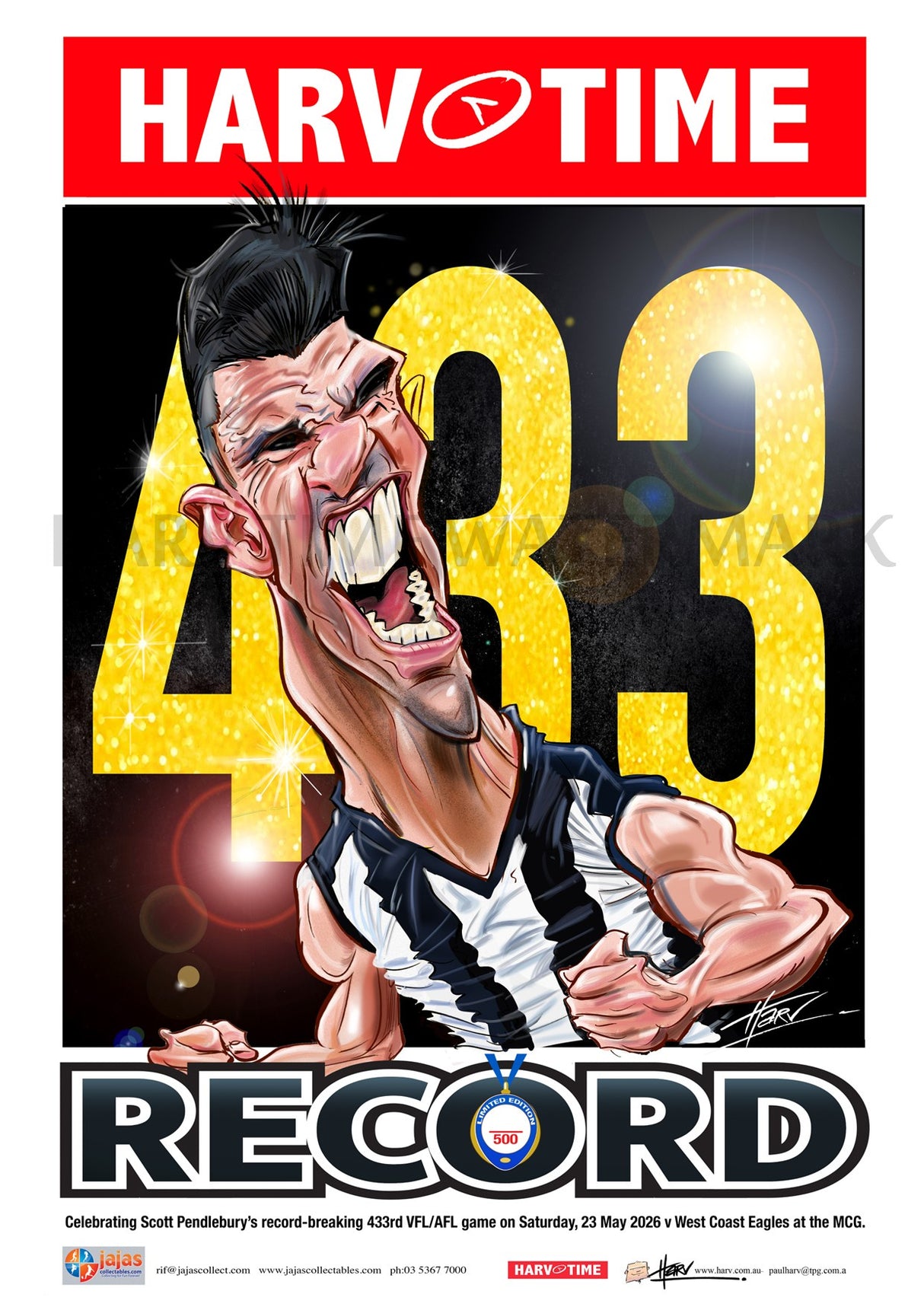 Scott Pendlebury, 433 Games RECORD, Harv Time Poster