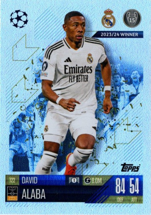 David Alaba, #122, 2023/24 Winner, 2024-25 Topps Match Attax UEFA Champions & Europa League