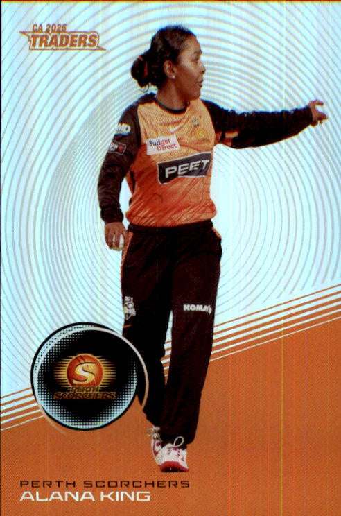 Alana King, #S125, Silver Parallel, 2025-26 TGI TLA CA Cricket Traders