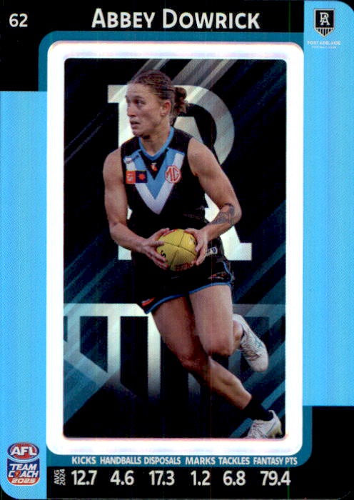 Abbey Dowrick, #62, Blue Parallel, 2025 Teamcoach AFLW