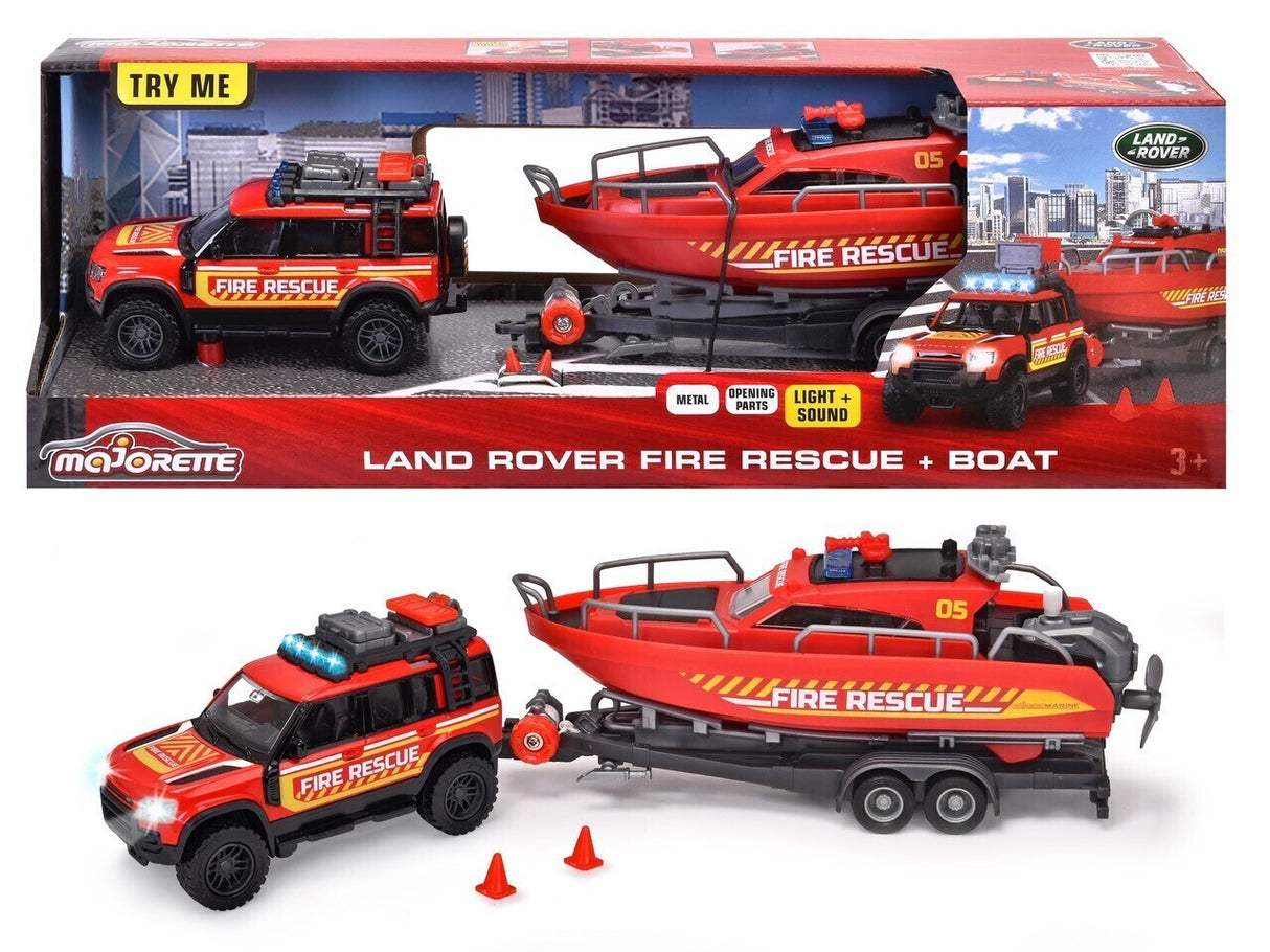 Majorette Land Rover Fire Rescue & Boat