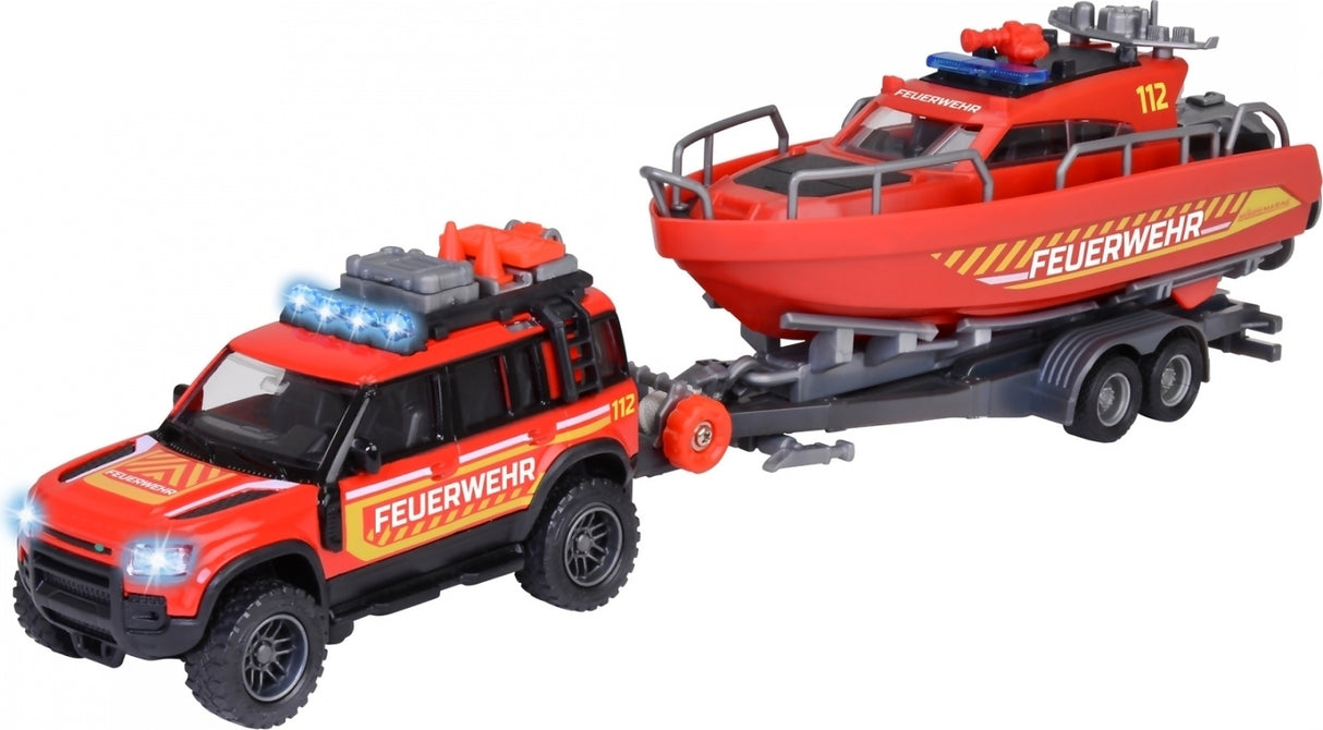 Majorette Land Rover Fire Rescue & Boat