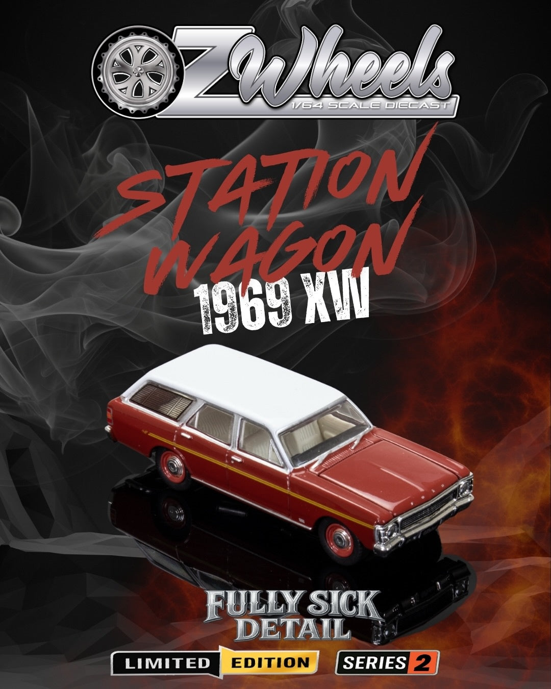 Oz Wheels, 1969 Ford XW Station Wagon, Fully Sick Detail FSD's Series 2 - 1:64 Scale Diecast - MAX 1 Per Customer