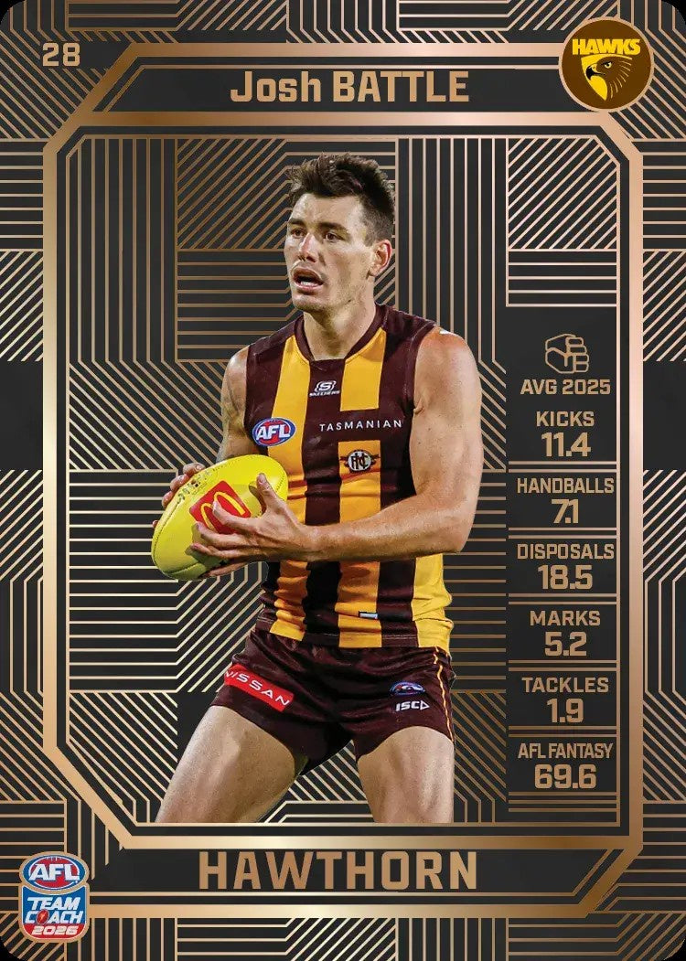 Josh Battle, #28, Bronze, 2026 Teamcoach AFL