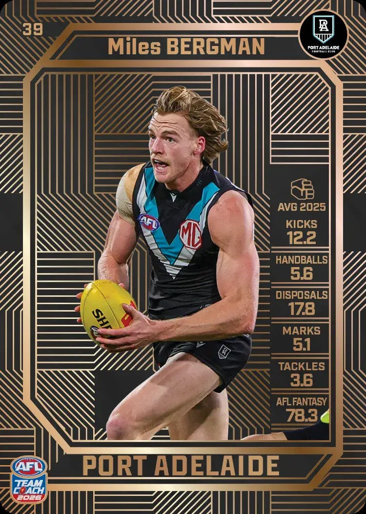 Miles Bergman, #39, Bronze, 2026 Teamcoach AFL