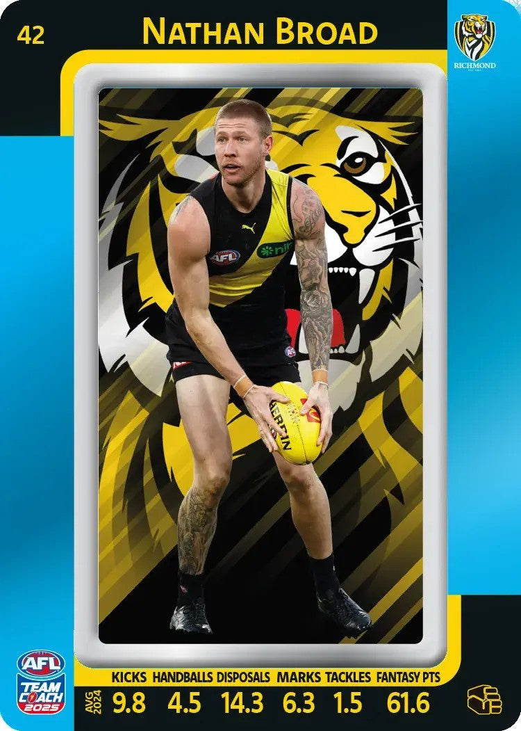 Nathan Broad, #42, Blue Parallel, 2025 Teamcoach AFL