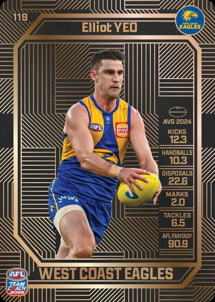 Elliot Yeo, #119, Bronze, 2026 Teamcoach AFL