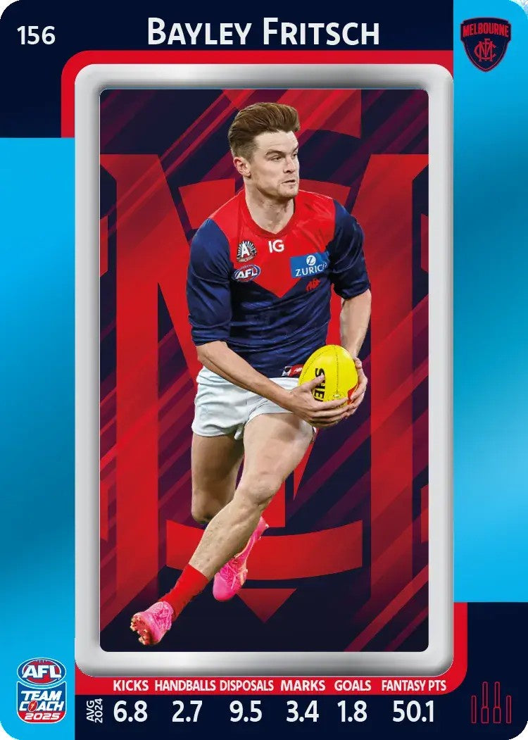 Bayley Fritsch, #156, Blue Parallel, 2025 Teamcoach AFL