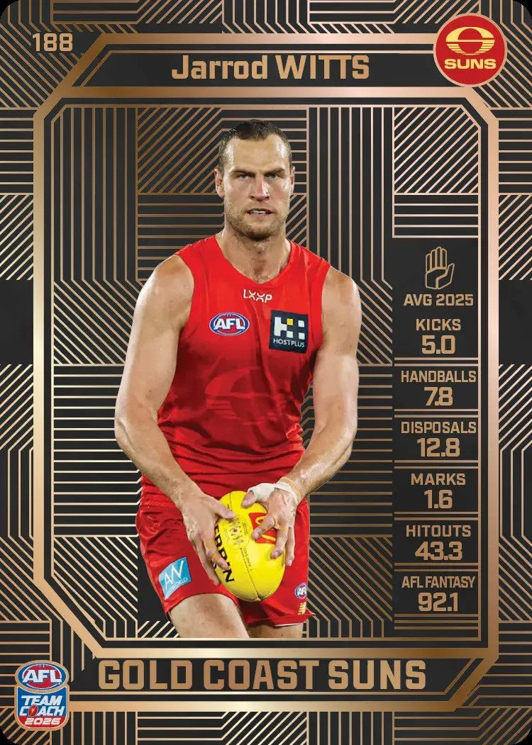 Jarrod Witts, #188, Bronze, 2026 Teamcoach AFL