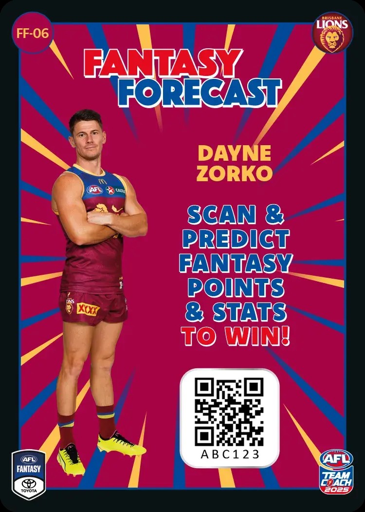 2025 Teamcoach AFL Fantasy Forecast - Cards 1 to 90 - Pick Your Card