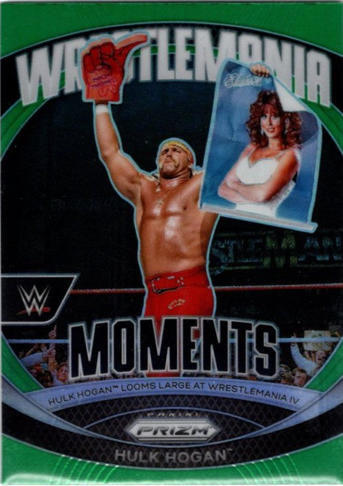 Hulk Hogan (Miss Elizabeth), #21, Wrestlemania Moments Green Prizm, 2024 Panini Prizm WWE Wrestling