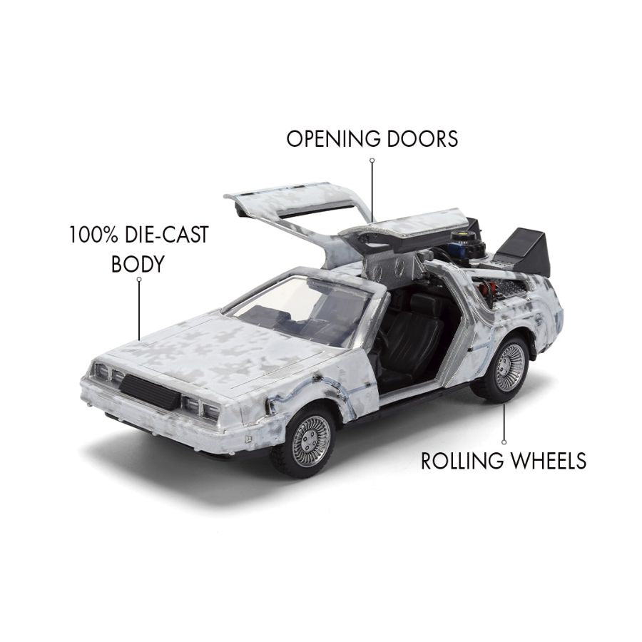 Back to the Future - Delorean (Frosted) 1:32 Scale Diecast Vehicle with Truck Box (SDCC Exclusive)