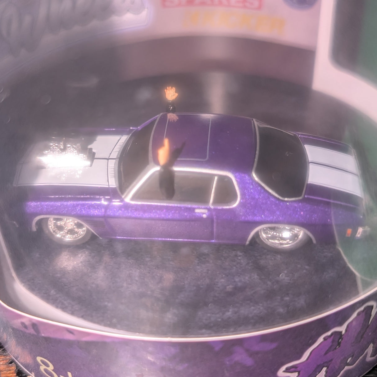 Oz Wheels Purple Hanful Holden Monaro Skid in Cylinder, 1:64 Scale Diecast