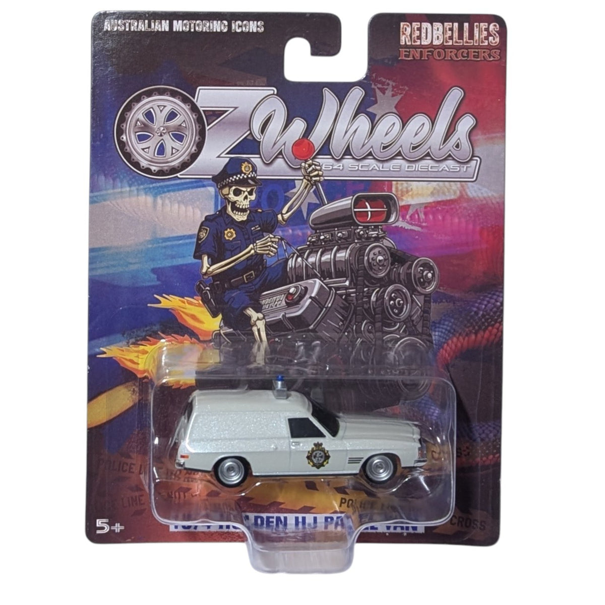 1974 Holden HJ Panel Van Police Car, Oz Wheels Carded Red Bellies, 1:64 Scale Diecast Car