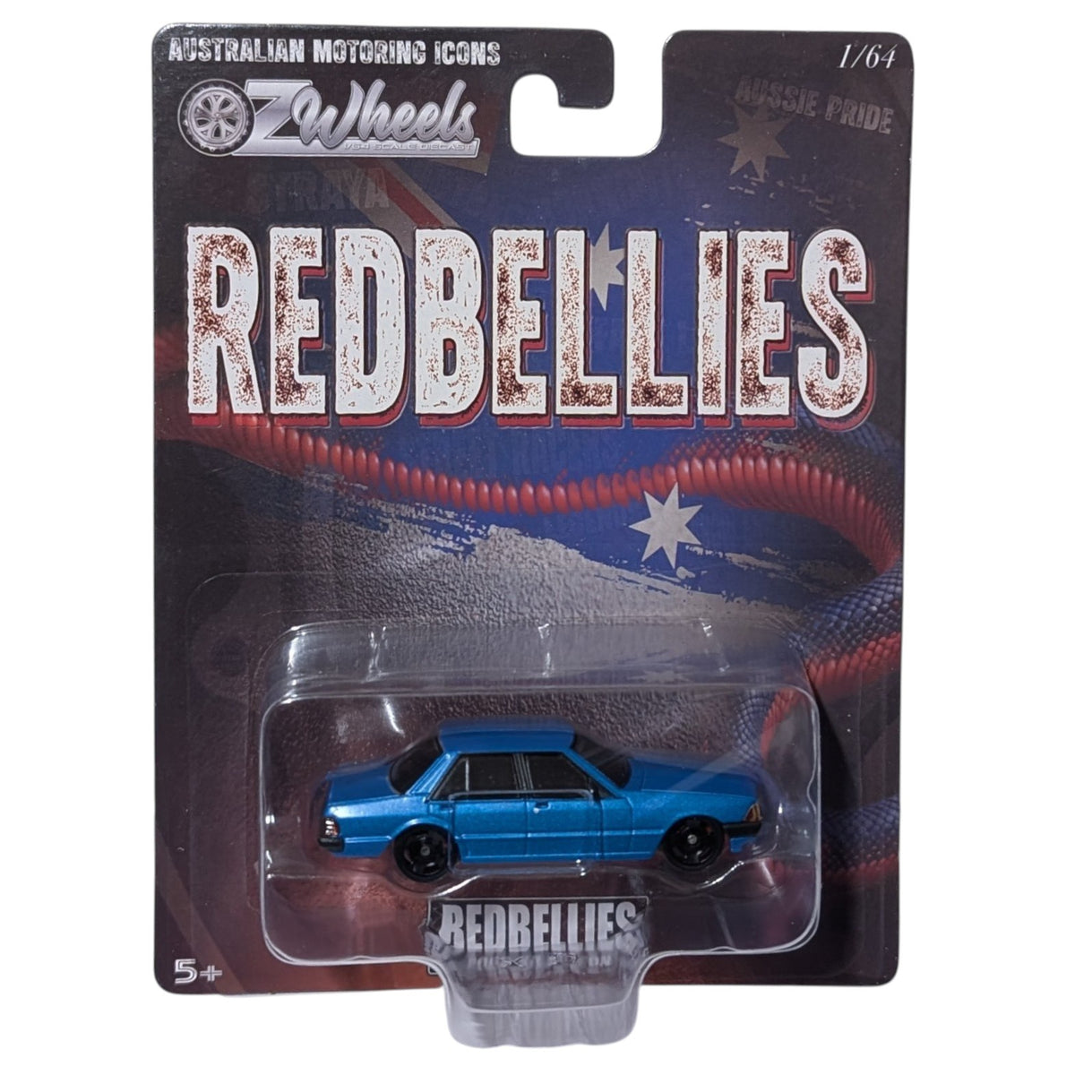 Blue Ford XD Falcon, Oz Wheels Carded Red Bellies, 1:64 Scale Diecast Car