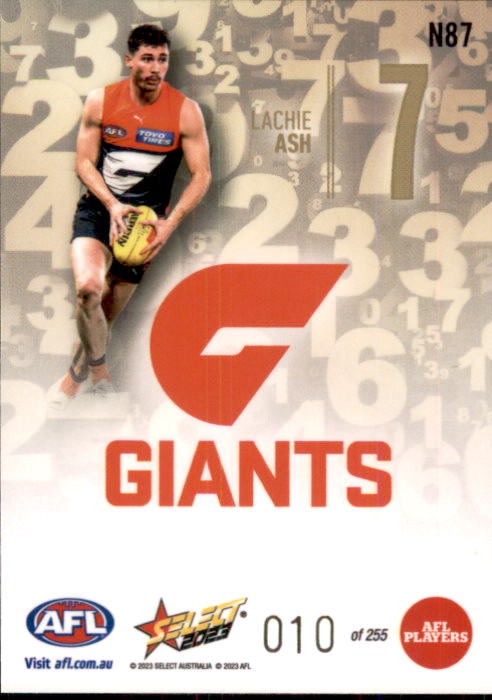 Lachie Ash, Numbers, 2023 Select AFL Footy Stars