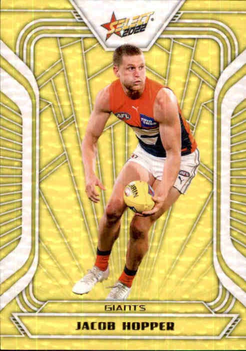 Jacob Hopper, Fractured Acid Yellow, 2022 Select AFL Footy Stars Jumbo #042