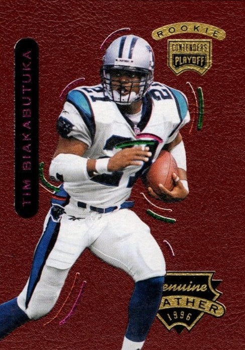 Tim Biakabutuka, RC, #91, Genuine Leather, 1996 Playoff Contenders Football NFL