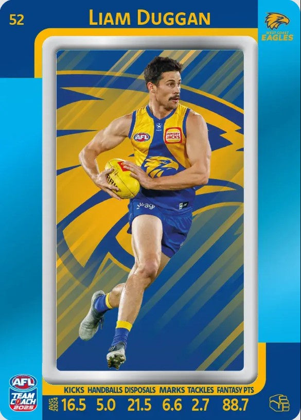 Liam Duggan, #52, Blue Parallel, 2025 Teamcoach AFL