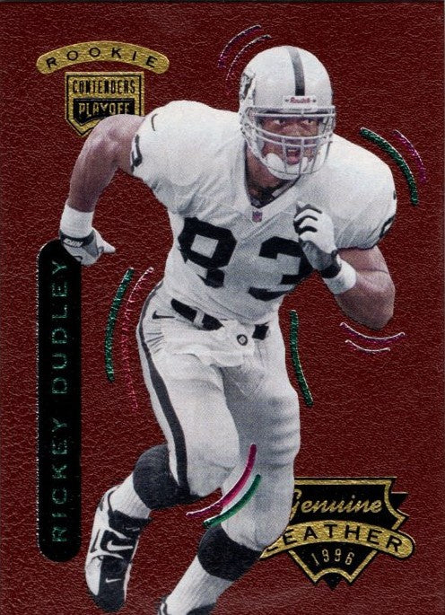 Rickey Dudley, RC, #74, Genuine Leather, 1996 Playoff Contenders Football NFL