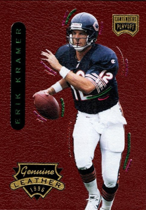 Erik Kramer, #62, Genuine Leather, 1996 Playoff Contenders Football NFL