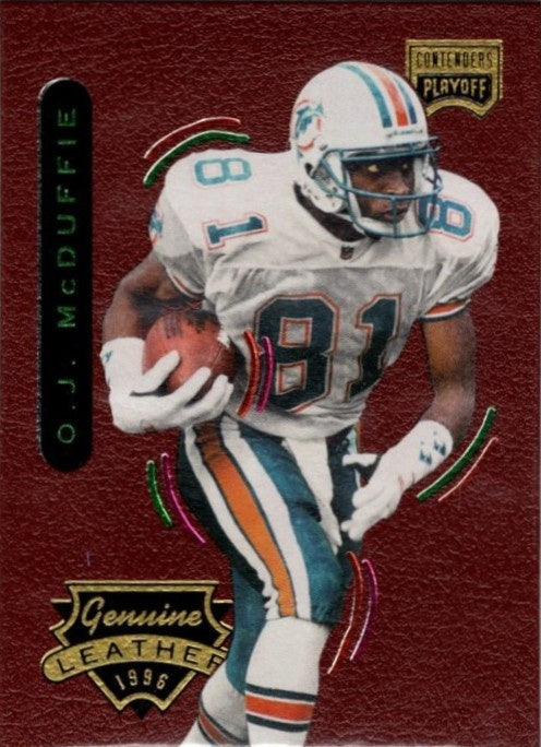 O.J McDuffie, #81, Genuine Leather, 1996 Playoff Contenders Football NFL