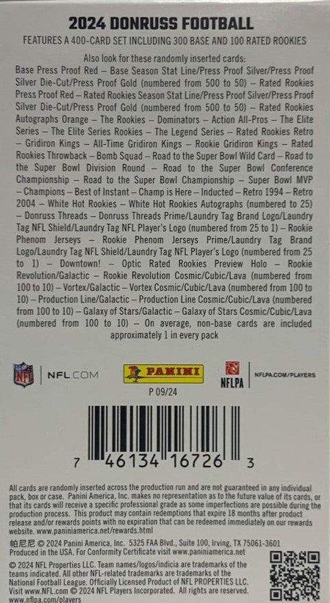 2024 Panini Donruss Football NFL Blaster Box