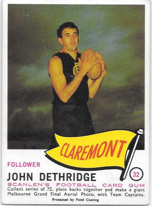 John Dethridge, 1966 Scanlens VFL WAFL