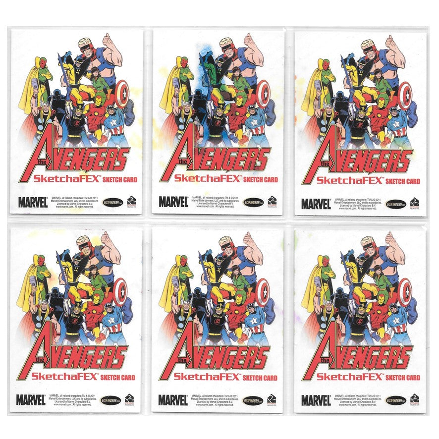 Avengers, 6 card SketchaFEX Sketch Card Set, 2011 Rittenhouse Marvel Avengers
