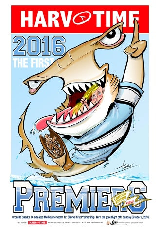 Cronulla Sharks, 2016 NRL Premiers, Harv Time Poster