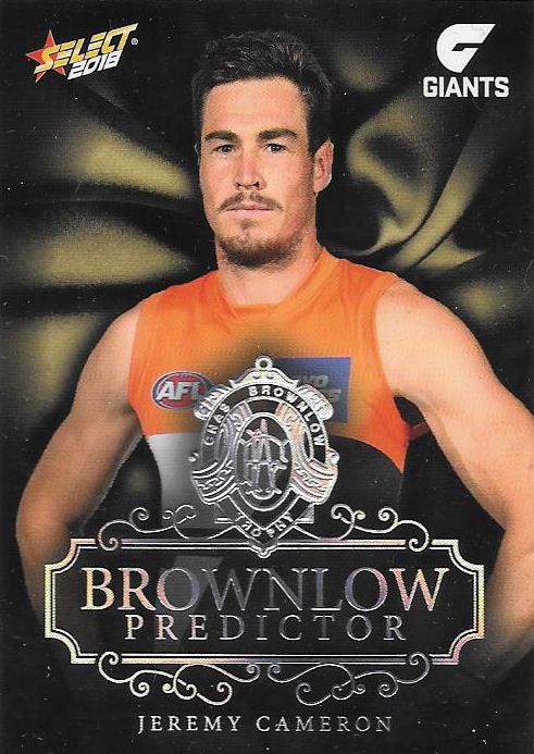 Jeremy Cameron, Platinum Brownlow Predictor, 2018 Select AFL Footy Stars