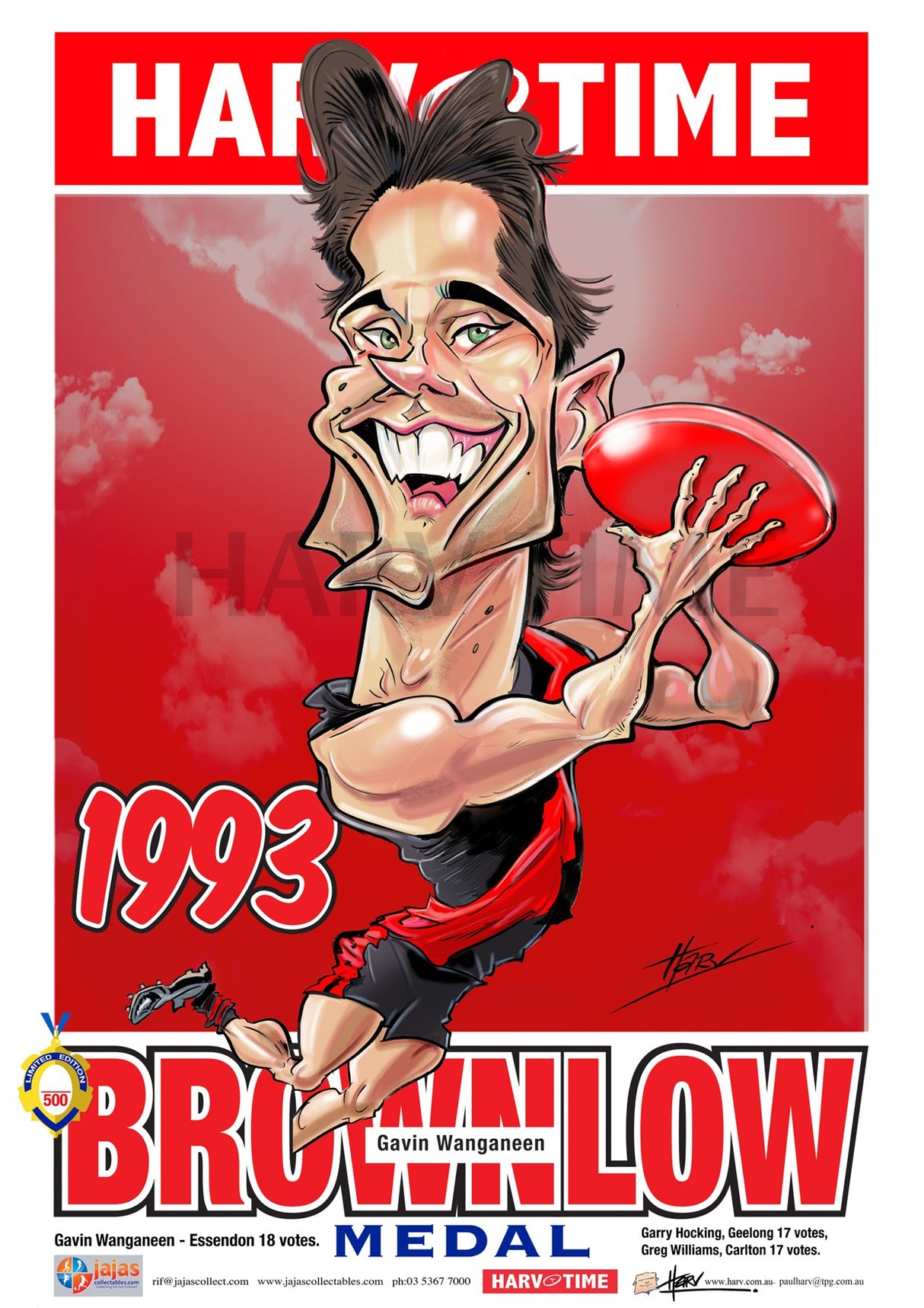 Gavin Wanganeen, 1993 Brownlow, Harv Time Poster