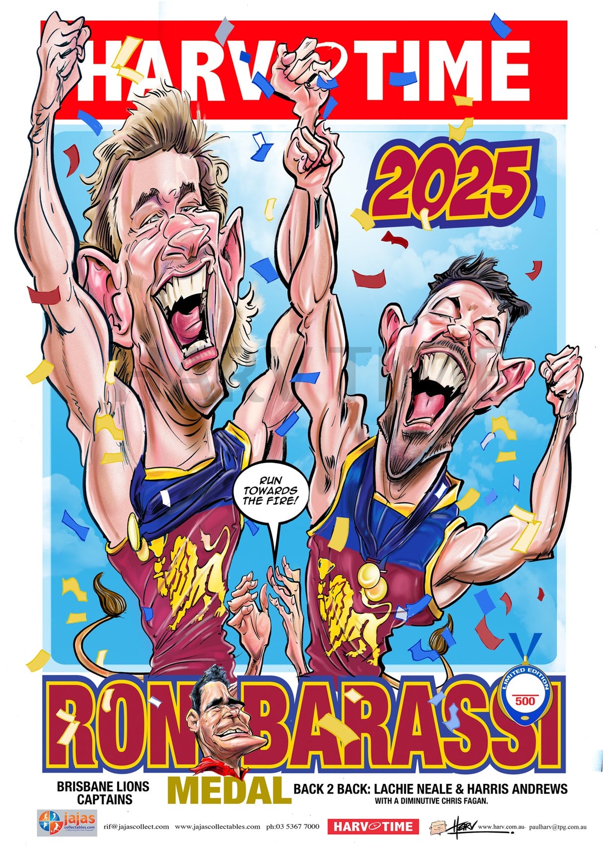 Harris Andrews & Lachie Neale, 2025 Premiership Captains Poster, Harv Time