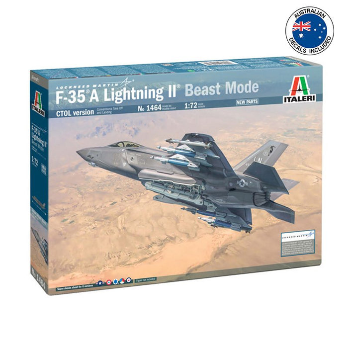 ITALERI LOCKHEED F35A LIGHTNING II (BEAST MODE) 1:72 Scale Model Kit AUST.DECALS