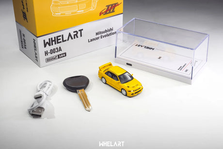 MITSUBISHI Lancer Evolution 3 Yellow, 1:64 Scale Diecast Car