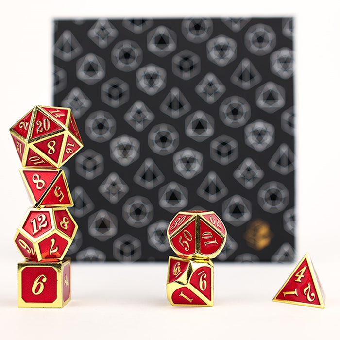 LPG Dice RPG Set Serif Red/Gold