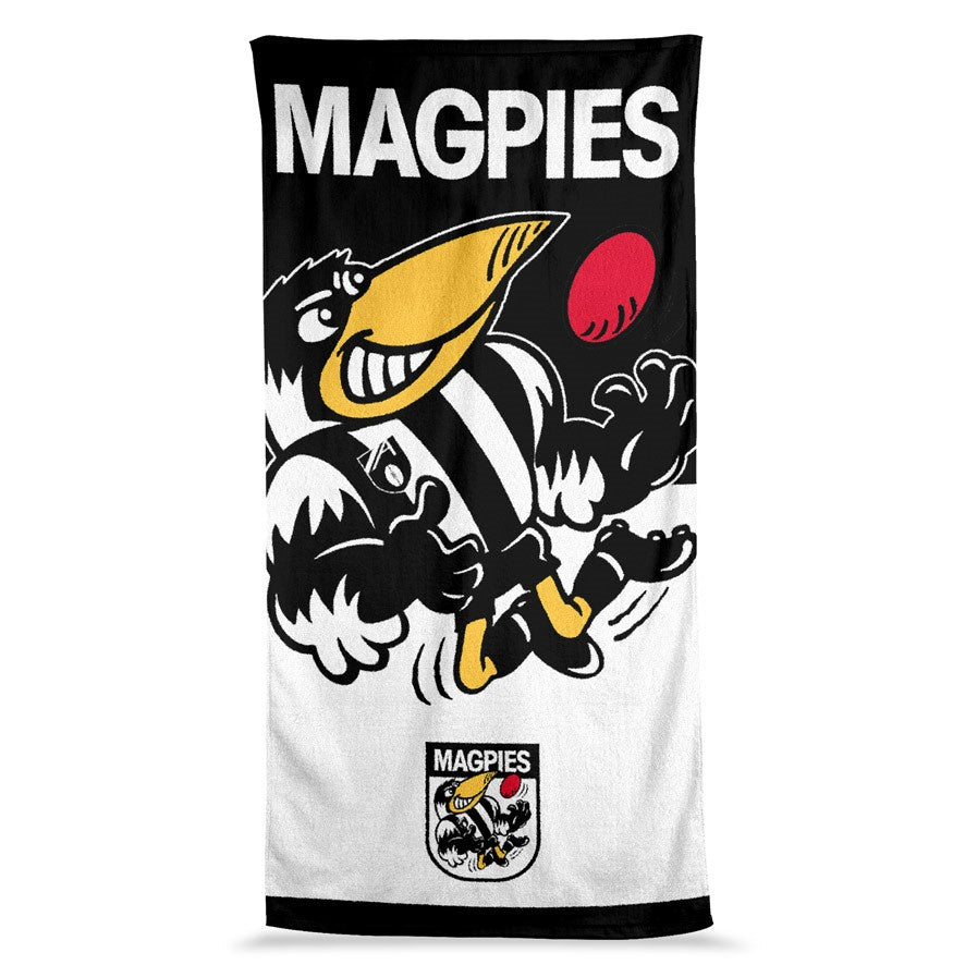 COLLINGWOOD MAGPIES MASCOT JUMBO BEACH TOWEL