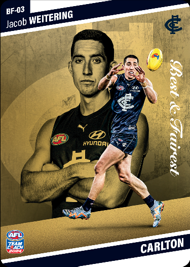 Jacob Weitering, BF-03, GOLD Best & Fairest, 2024 Teamcoach AFL