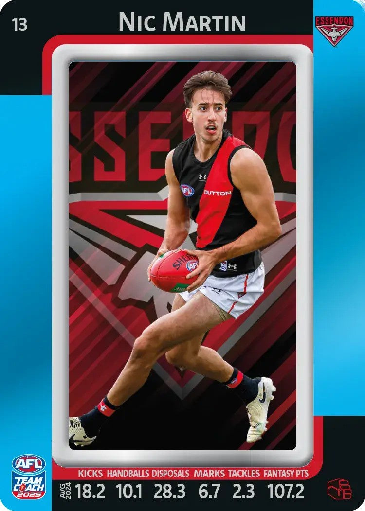 Nic Martin, #13, Blue Parallel, 2025 Teamcoach AFL