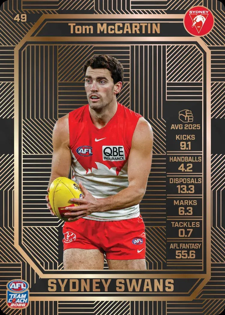 Tom McCartin, #53, Bronze, 2026 Teamcoach AFL