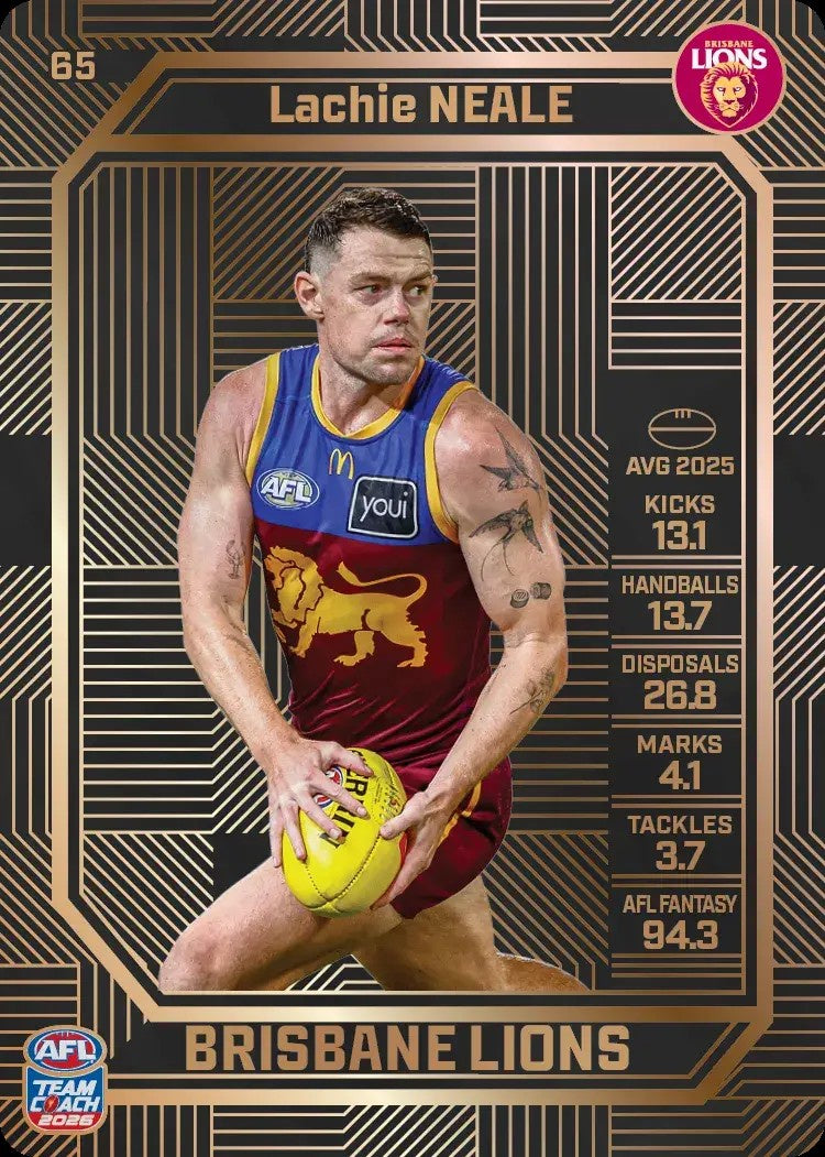Lachie Neale, #65, Bronze, 2026 Teamcoach AFL