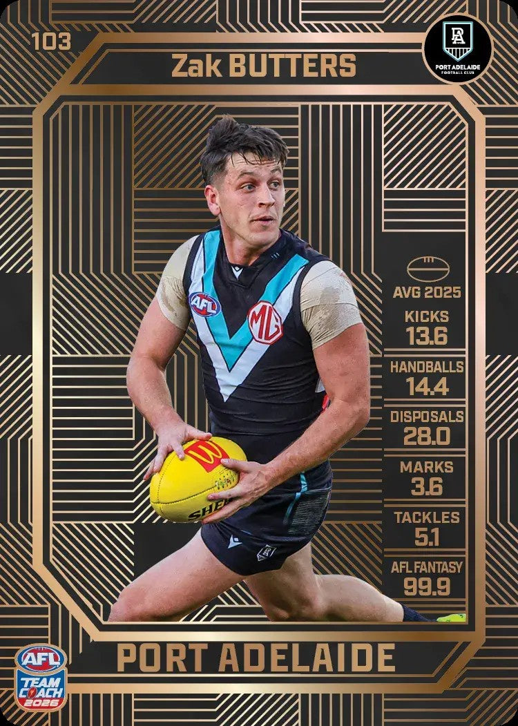Zak Butters, #103, Bronze, 2026 Teamcoach AFL
