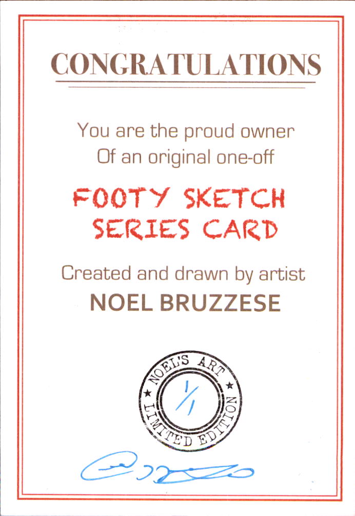 Marcus Bontempelli, Portrait Footy Sketch Series, 1 of 1, by Noel Bruzzese