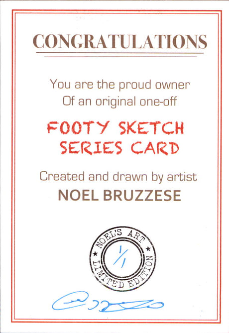 Marcus Bontempelli, Portrait Footy Sketch Series, 1 of 1, by Noel Bruzzese