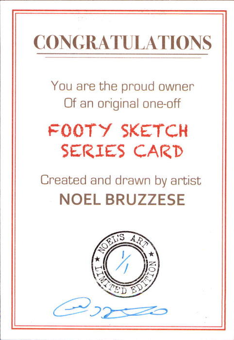 Marcus Bontempelli, Portrait Footy Sketch Series, 1 of 1, by Noel Bruzzese