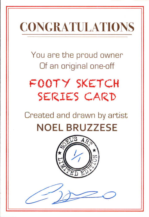 Peter Hudson, Portrait Footy Sketch Series, 1 of 1, by Noel Bruzzese