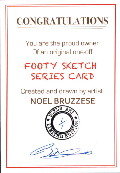 Darren Millane, Portrait Footy Sketch Series, 1 of 1, by Noel Bruzzese
