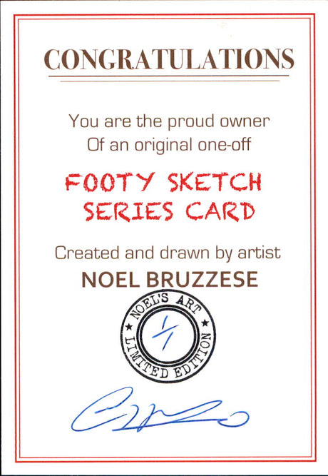 Nick Daicos, Portrait Footy Sketch Series, 1 of 1, by Noel Bruzzese